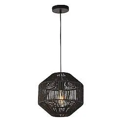 Sospensione Contemporanea Vimini Acciaio Nero Tessuto 1 Luce E27