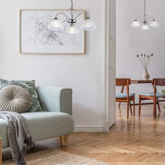 Lampadario Contemporaneo Milanese Acciaio Argento 3 Luci E14 1133-3SS