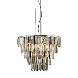 Lampadario Classico Clarissa Acciaio Cromo Vetro Ambra 9 Luci E14