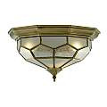 Plafoniera Classica Pisa Ii Ottone Vetro 2 Luci E14 1243-12