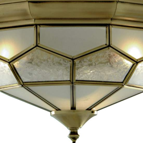 Plafoniera Classica Pisa Ii Ottone Vetro 2 Luci E14 1243-12