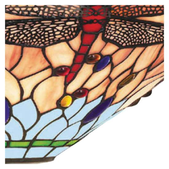 Plafoniera Tiffany Libellula Metallo Ottone Vetro 3 Luci E14 | SearchLight