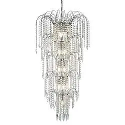 Lampadario Classico Cascata Acciaio Cromo Cristallo 13 Luci E14