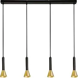 Lampadario Moderno Signal Acciaio Nero Oro 4 Luci Gu10