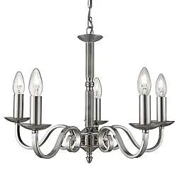 Lampadario Contemporaneo Richmond Acciaio Argento 5 Luci E14