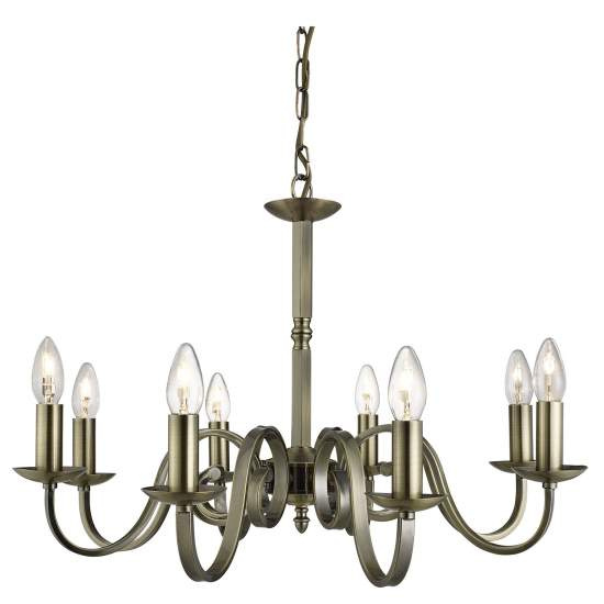 Lampadario Contemporaneo Richmond Acciaio Ottone 8 Luci E14 1508-8AB