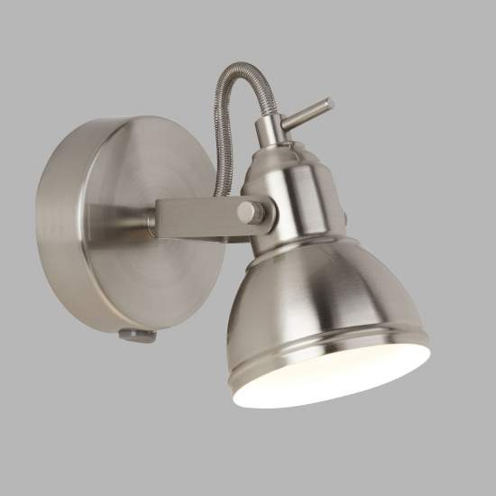 Applique Contemporanea Focus Spotlight Acciaio Argento Bianco 1 Luce Gu10 1541SS