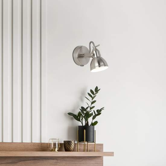 Applique Contemporanea Focus Spotlight Acciaio Argento Bianco 1 Luce Gu10 1541SS