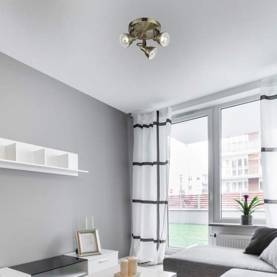Plafoniera Tonda Contemporanea Focus Spotlight Acciaio Adjustable 3 Luci Gu10 | SearchLight