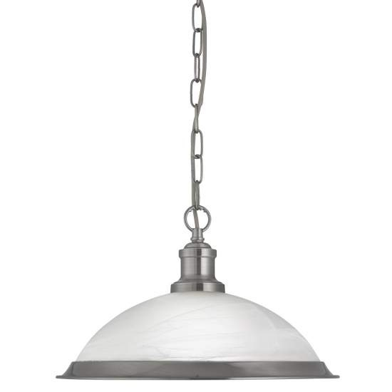 Sospensione Contemporanea Bistro Acciaio Argento Vetro 1 Luce E27 1591SS