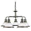 Lampadario Contemporaneo Bistro Acciaio Ottone Vetro 5 Luci E27 1595-5AB