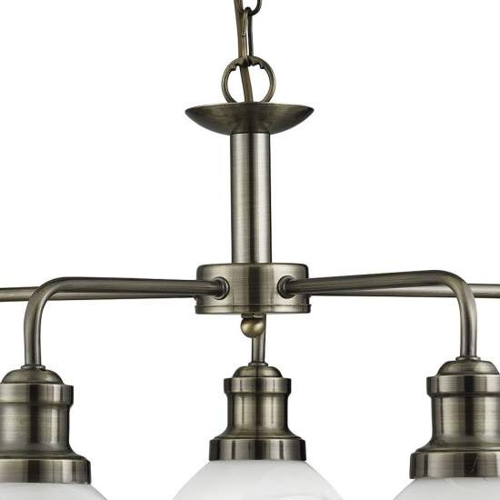 Lampadario Contemporaneo Bistro Acciaio Ottone Vetro 5 Luci E27 1595-5AB