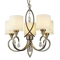 Lampadario Contemporaneo Alberto Acciaio Ottone Vetro Bianco 5 Luci E14