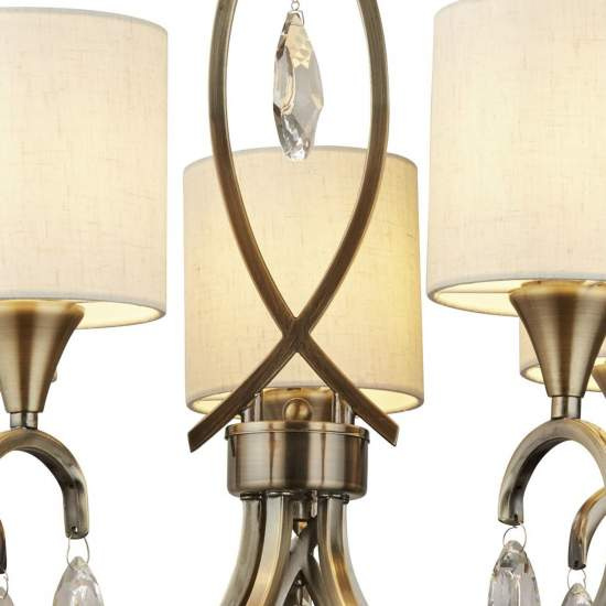 Lampadario Contemporaneo Alberto Acciaio Ottone Vetro Bianco 5 Luci E14 1605-5AB