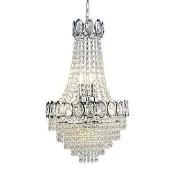 Lampadario Classico Louis Phillipe Acciaio Cromo Vetro 6 Luci E14
