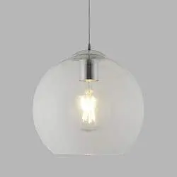 Sospensione Contemporanea Balls Acciaio Cromo Vetro Trasparente 1 Luce E27 D25Cm