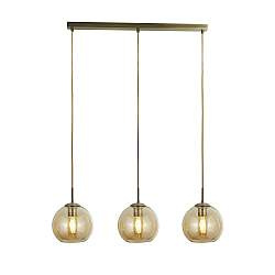 Lampadario Contemporaneo Balls Acciaio Adjustable Vetro Ambra 3 Luci E27 Lampadario Contemporaneo Balls Acciaio Adjustable Vetro Ambra 3 Luci E27