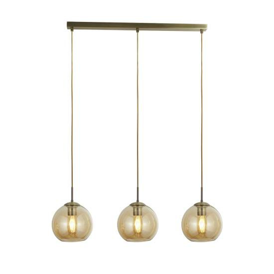 Lampadario Contemporaneo Balls Acciaio Adjustable Vetro Ambra 3 Luci E27 1623-3AM