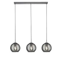Lampadario Contemporaneo Balls Acciaio Cromo Vetro Fumè 3 Luci E27
