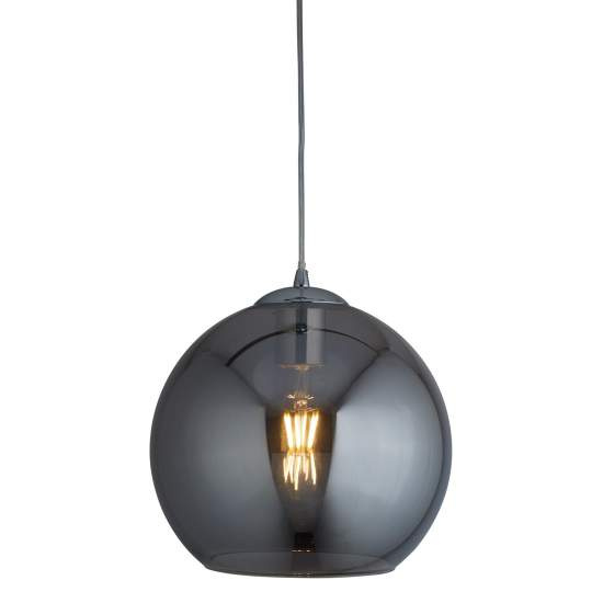Sospensione Contemporanea Balls Acciaio Cromo Vetro Fumè 1 Luce E27 D30Cm 1632SM
