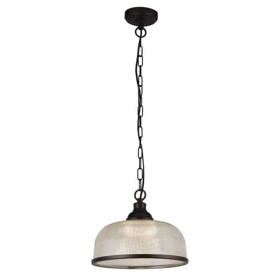 Sospensione Contemporanea Highworth Acciaio Nero Vetro Trasparente 1 Luce E27 1682BK