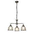 Lampadario Contemporaneo Bistrot Ii Acciaio Ottone Vetro Trasparente 3 Luci E27 1683-3AB
