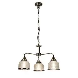 Lampadario Contemporaneo Bistrot Ii Acciaio Ottone Vetro Trasparente 3 Luci E27