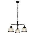 Lampadario Contemporaneo Highworth Acciaio Nero Vetro Trasparente 3 Luci E27 1683-3BK