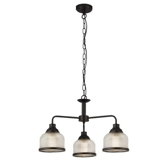 Lampadario Contemporaneo Highworth Acciaio Nero Vetro Trasparente 3 Luci E27 1683-3BK