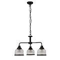 Lampadario Contemporaneo Highworth Acciaio Nero Vetro Trasparente 3 Luci E27 1683-3BK