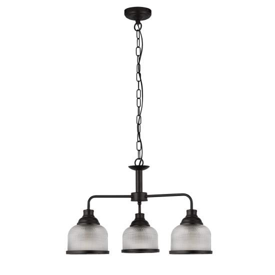 Lampadario Contemporaneo Highworth Acciaio Nero Vetro Trasparente 3 Luci E27 1683-3BK