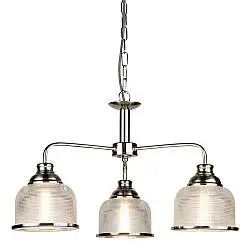 Lampadario Contemporaneo Bistrot Ii Acciaio Argento Vetro 3 Luci E27
