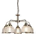 Lampadario Contemporaneo Bistrot Ii Acciaio Ottone Vetro Trasparente 5 Luci E27 1685-5AB