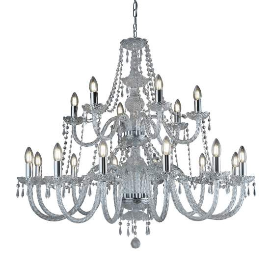 Lampadario Classico Hale Acciaio Cromo Vetro 18 Luci E14 17218-18
