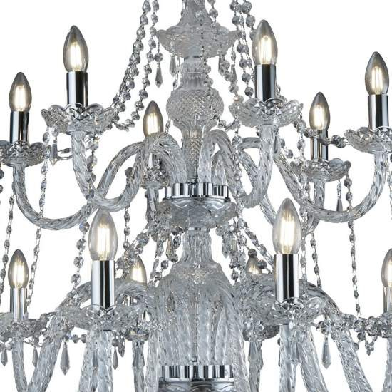 Lampadario Classico Hale Acciaio Cromo Vetro 18 Luci E14 17218-18