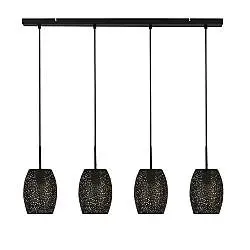 Lampadario Contemporaneo Laser Acciaio Nero Oro 4 Luci E27