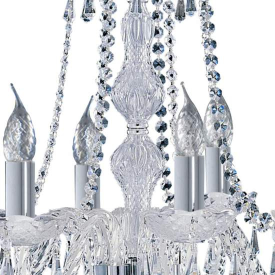 Lampadario Classico Hale Acciaio Cromo Vetro Trasparente 8 Luci E14 218-8