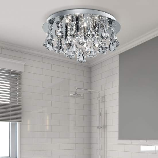 Plafoniera Classica Hanna Acciaio Cromo Vetro Trasparente 4 Luci G9 2204-4CC
