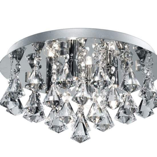 Plafoniera Classica Hanna Acciaio Cromo Vetro Trasparente 4 Luci G9 2204-4CC