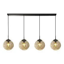 Lampadario Contemporaneo Punch Acciaio Nero Vetro 4 Luci E27