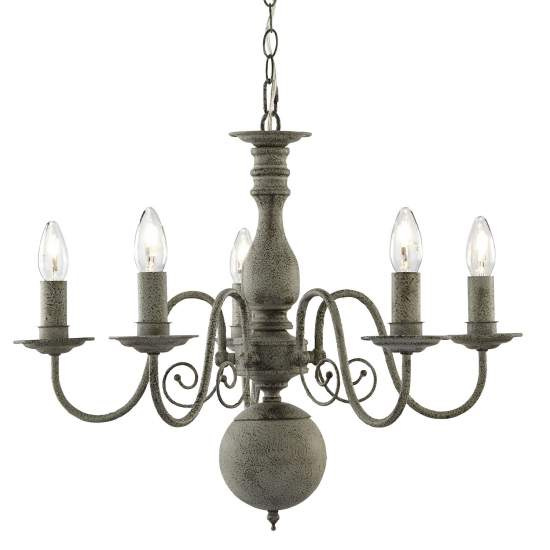 Lampadario Contemporaneo Greythorne Acciaio Grigio 5 Luci E14 2265-5GY