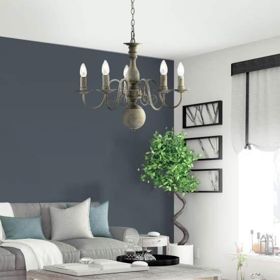 Lampadario Contemporaneo Greythorne Acciaio Grigio 5 Luci E14 2265-5GY