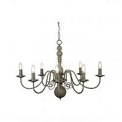 Lampadario Contemporaneo Greythorne Acciaio Grigio 8 Luci E14