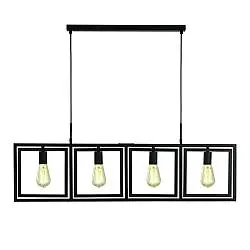 Lampadario Contemporaneo Plaza Acciaio Nero 4 Luci E27
