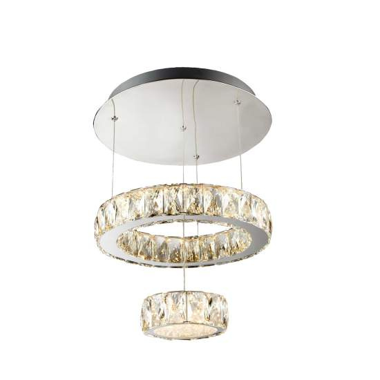 Plafoniera Classica Trifoglio Acciaio Cromo Vetro Argento Led 33W 4000K 2328CC