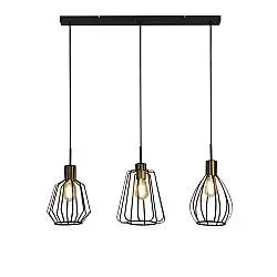 Lampadario Contemporaneo Melbourne Acciaio Nero Ottone 3 Luci E27