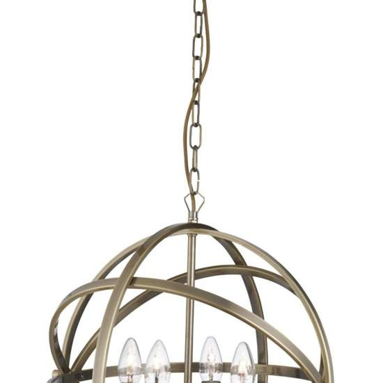 Lampadario Industrial-Nordico Orbita Acciaio Ottone 4 Luci E14 2474-4AB