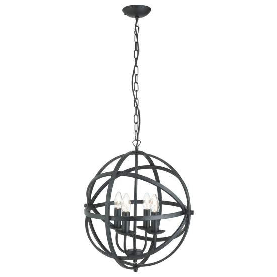 Lampadario Industrial-Nordico Orbita Acciaio Nero 4 Luci E14 2474-4BK