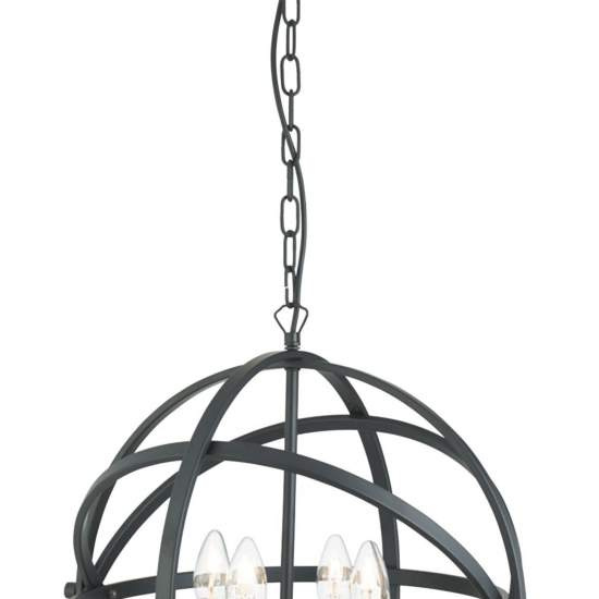 Lampadario Industrial-Nordico Orbita Acciaio Nero 4 Luci E14 2474-4BK