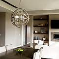 Lampadario Industrial-Nordico Orbita Acciaio Ottone 6 Luci E14 2476-6AB